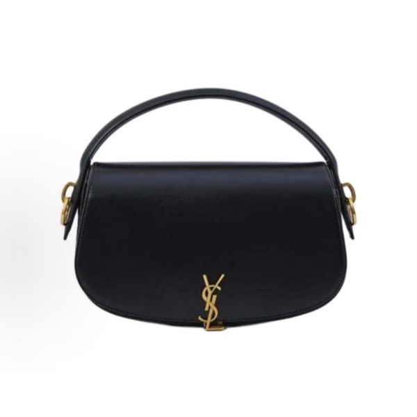 SAINT LAURENT bronze metal hardware handbag for women in black